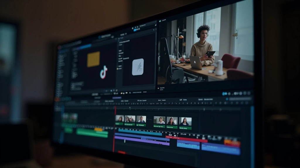 Tela do DaVinci Resolve mostrando timeline de edição com múltiplas camadas de vídeo e efeitos aplicados